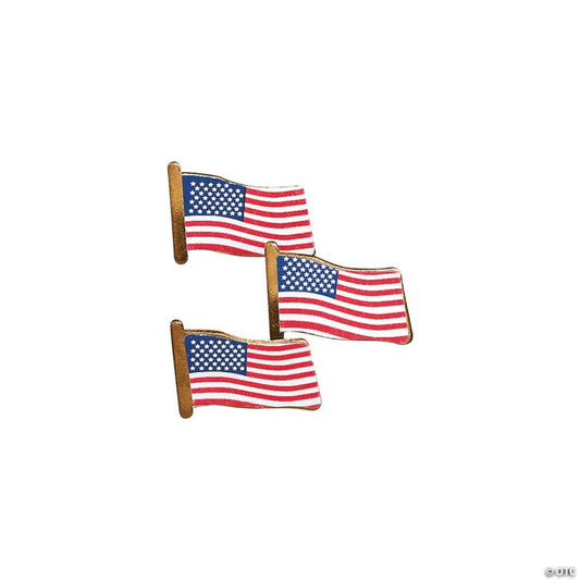 3/4" Bulk 72 Pc. Patriotic USA Flag Stars & Stripes Metal Pins