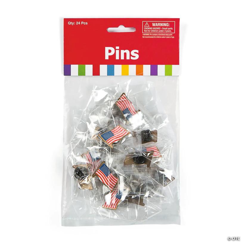 3/4" Bulk 72 Pc. Patriotic USA Flag Stars & Stripes Metal Pins