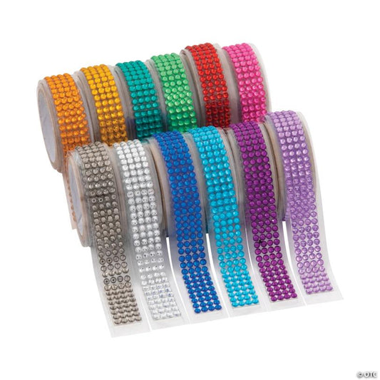 3/4" x 19" Bright Colors Self-Adhesive Rhinestone Rolls - 12 Pc. | USA Decoration®