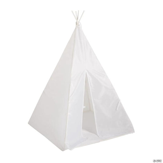 35 1/4" x 55" White Polyester Teepee Sleepover & Play Tent
