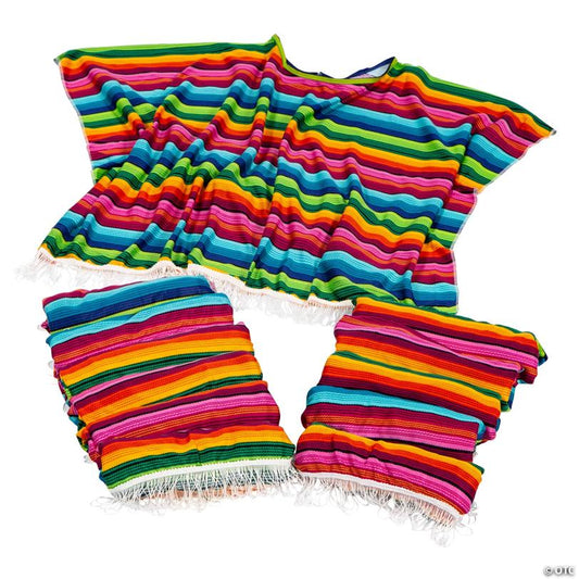35" x 55" Bright Color Fun Fiesta Polyester Ponchos - 12 Pc.
