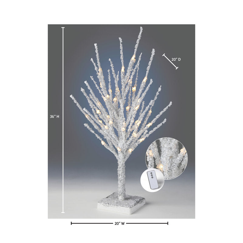 36" Metallic LED Winter Tree with Remote