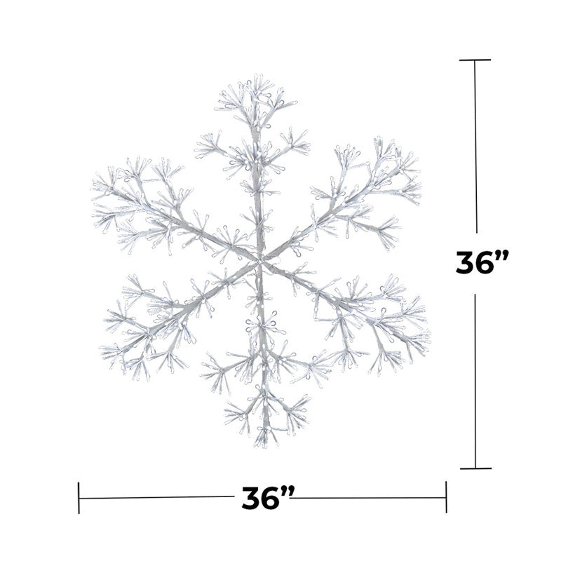 36" Pure White Sparkler Snowflake 660 LED Lighted Window Décor
