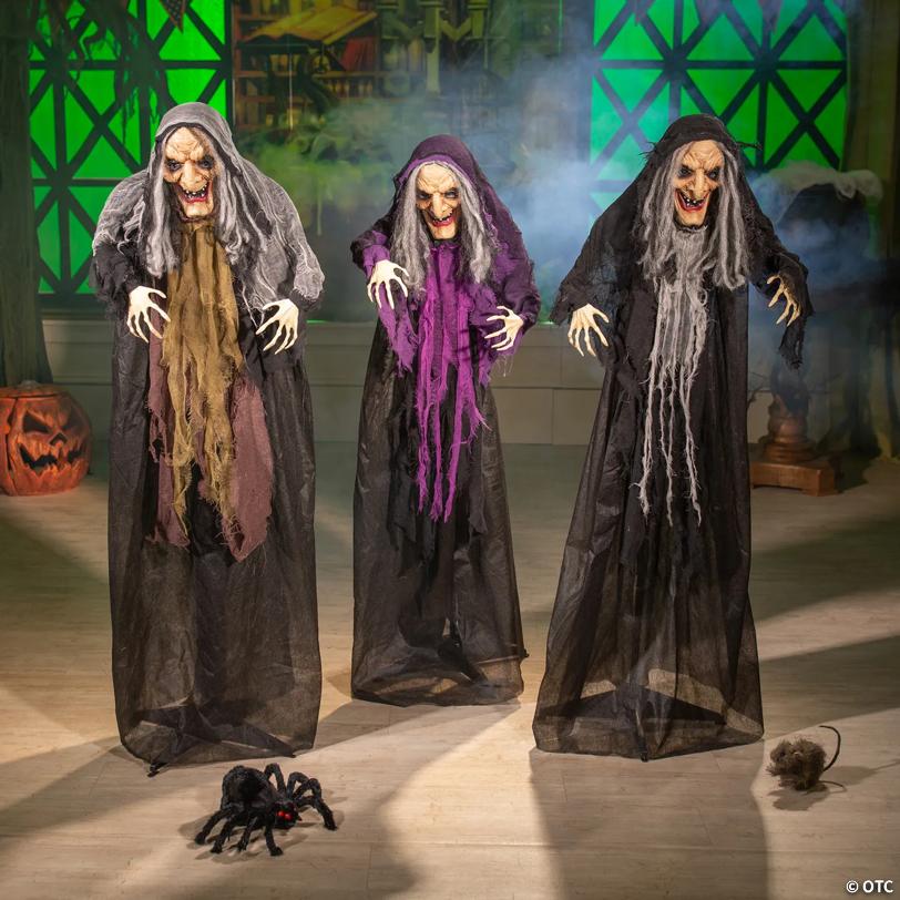 3.6 Ft. Halloween Creepy Old Witches Yard Decoration Set - 3 Pc.
