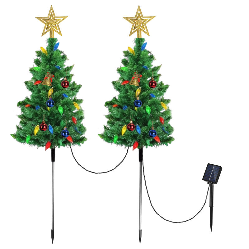 37.4" Solar Christmas Tree Pathway Lights with 100 Multicolor LEDs, 8 Lighting Modes, Dusk-to-Dawn and Weather-Resistant