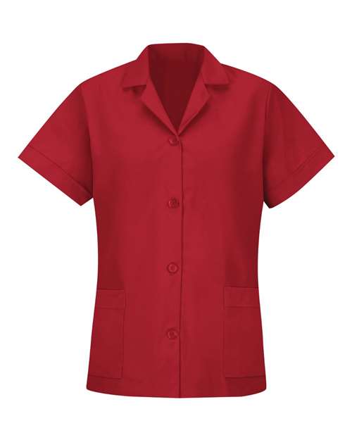Women's Loose Fit Short Sleeve Button Smock | USA Decoration