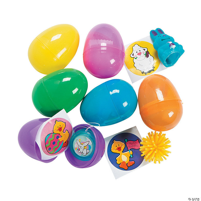24 Piece(s): 2 1/4” Toy-Filled Plastic Easter Eggs - 24 Pc. | USA Decoration®