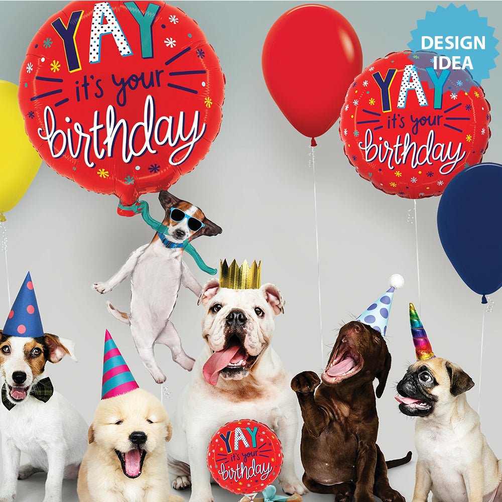 Foil Balloon 38 Inch YAY Birthday Dog