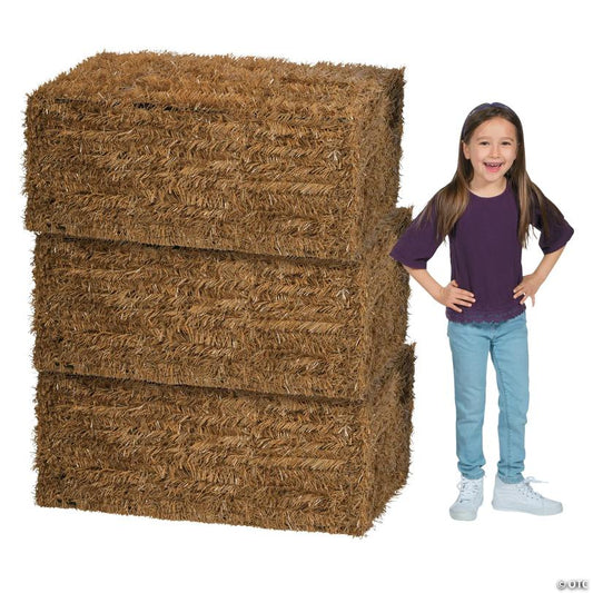 38 1/2" x 15 1/2" Bulk 3 Pc. Collapsible Plastic Faux Hay Bales