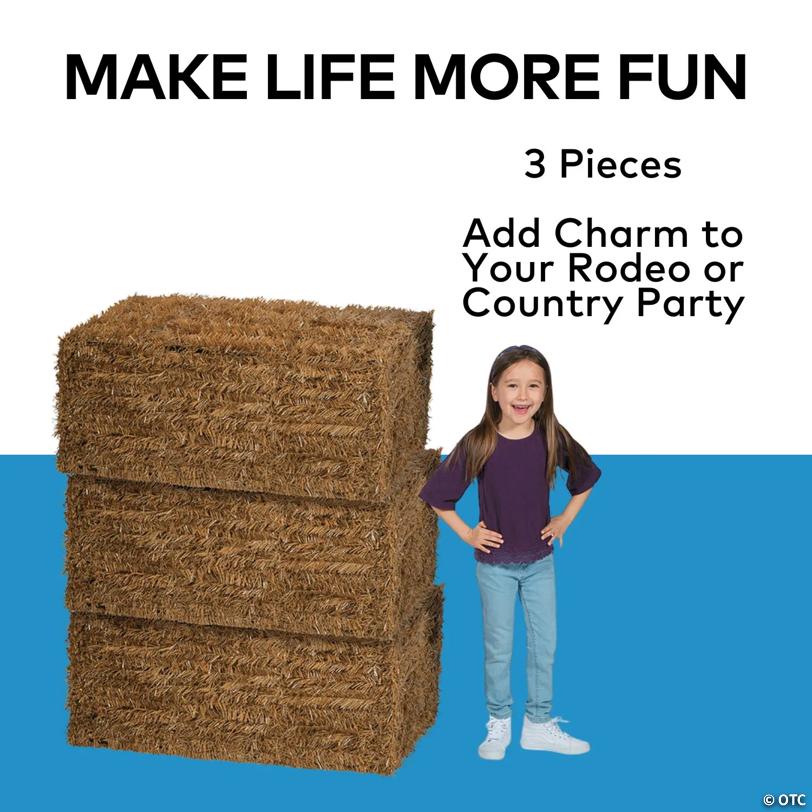 38 1/2" x 15 1/2" Bulk 3 Pc. Collapsible Plastic Faux Hay Bales