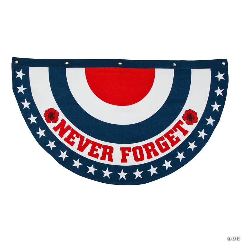 38 1/2" x 21" Patriotic Memorial Day Never Forget Poppies Cotton Bunting