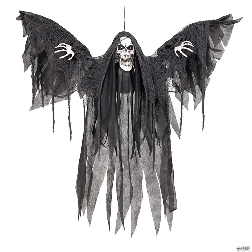 39 1/4" x 35 1/2" Hanging Winged Reaper Animated Prop Halloween Decoration