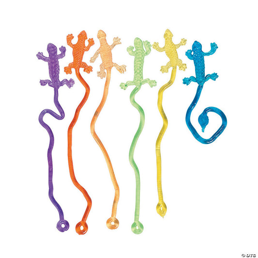 2" Bulk 72 Pc. Blue Sticky Lizard Toys with String Tails | USA Decoration®