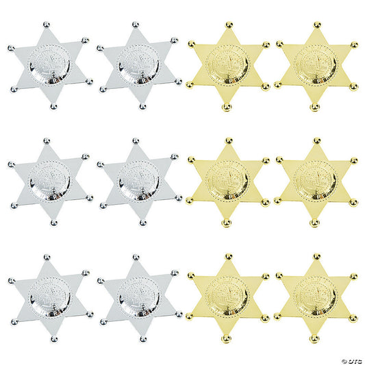 2 3/4" Silver Gold Toned Deputy Sheriff Badge Pins- 12 Pc. | USA Decoration®