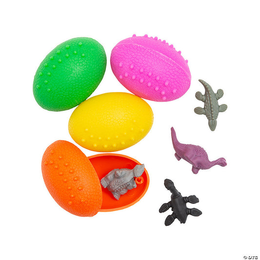 72 Piece(s): Bulk 72 Pc. Mini 2" Dinosaur-Filled Colorful Plastic Eggs | USA Decoration®