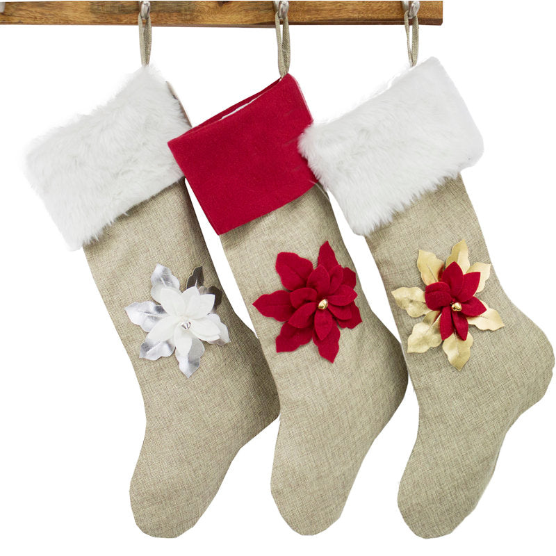 3D Poinsettia Christmas Stocking