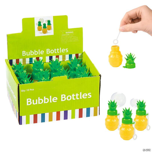3 1/2" .6 oz Pineapple-Shaped Bubble Bottles with Wand - 12 Pc.