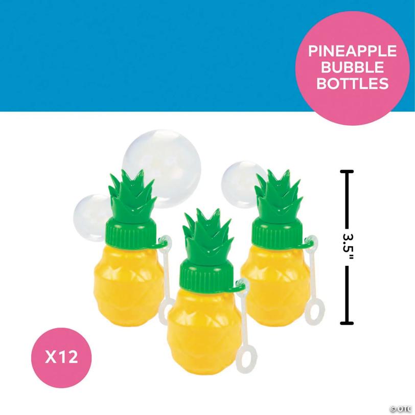 3 1/2" .6 oz Pineapple-Shaped Bubble Bottles with Wand - 12 Pc.