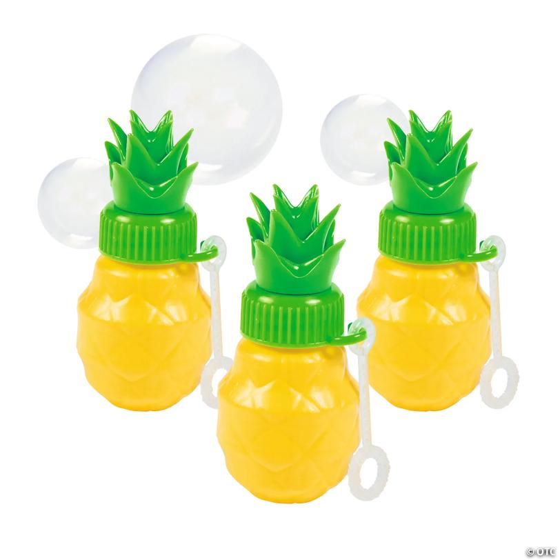 3 1/2" .6 oz Pineapple-Shaped Bubble Bottles with Wand - 12 Pc.