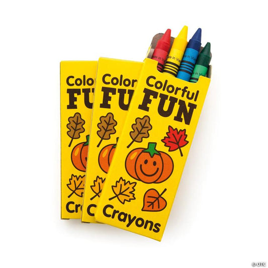 3 1/2" Bulk 48 Boxes Fall Colorful Fun Crayons - 4 Colors Per Box