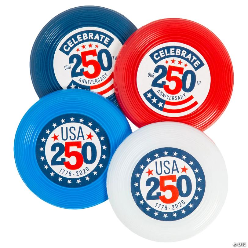 3 1/2" Bulk 72 Pc. Mini Patriotic America 250th Anniversary Plastic Flying Discs