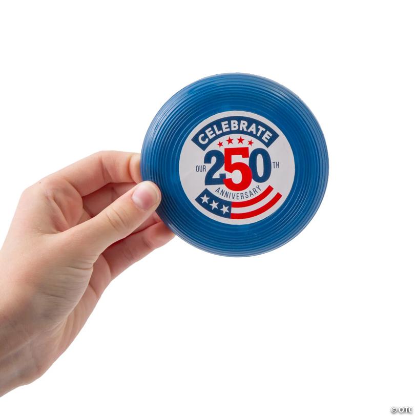 3 1/2" Bulk 72 Pc. Mini Patriotic America 250th Anniversary Plastic Flying Discs