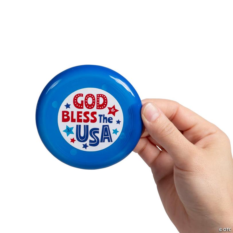 3 1/2" Bulk 72 Pc. Religious Patriotic God Bless the USA Mini Flying Discs