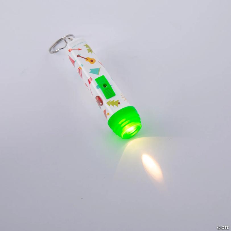 3 1/2" Camp-Themed Plastic Flashlight Keychains - 12 Pc.