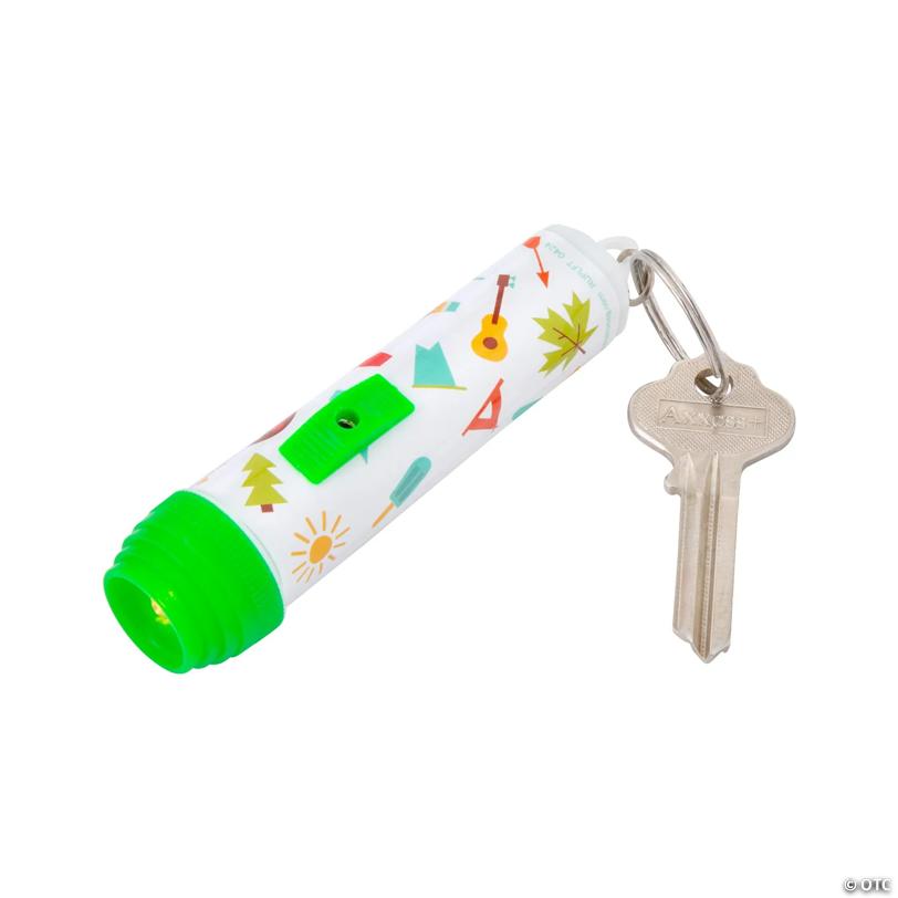 3 1/2" Camp-Themed Plastic Flashlight Keychains - 12 Pc.