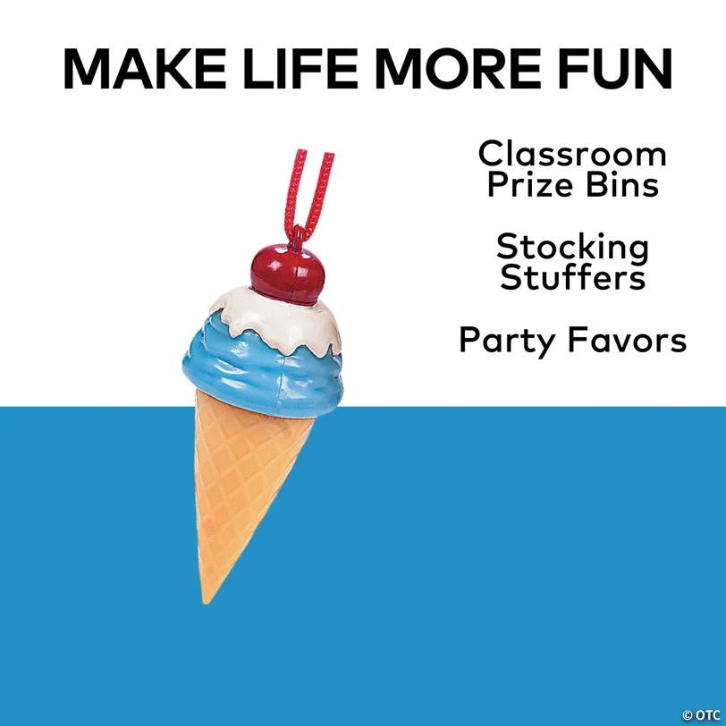 3 1/2" Ice Cream Cone-Shaped Bubble Bottle Necklaces - 12 Pc.