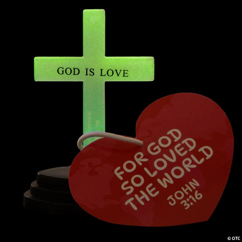 3 1/2" Inspirational Glow-in-the-Dark Crosses with Handout Card for 24