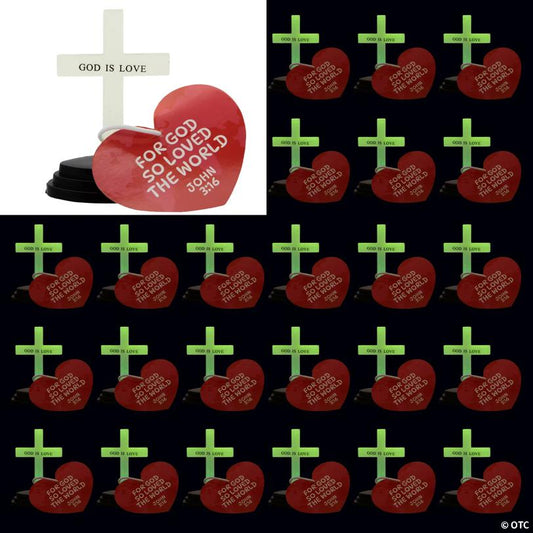 3 1/2" Inspirational Glow-in-the-Dark Crosses with Handout Card for 24