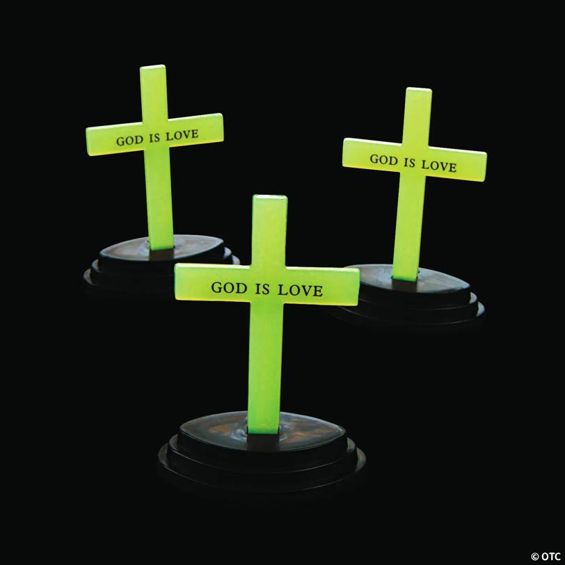 3 1/2" Inspirational Glow-in-the-Dark God is Love Crosses - 12 Pc.