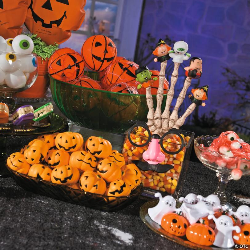 3 1/2" Jack-O’-Lantern Face Orange Vinyl Basketballs - 12 Pc.