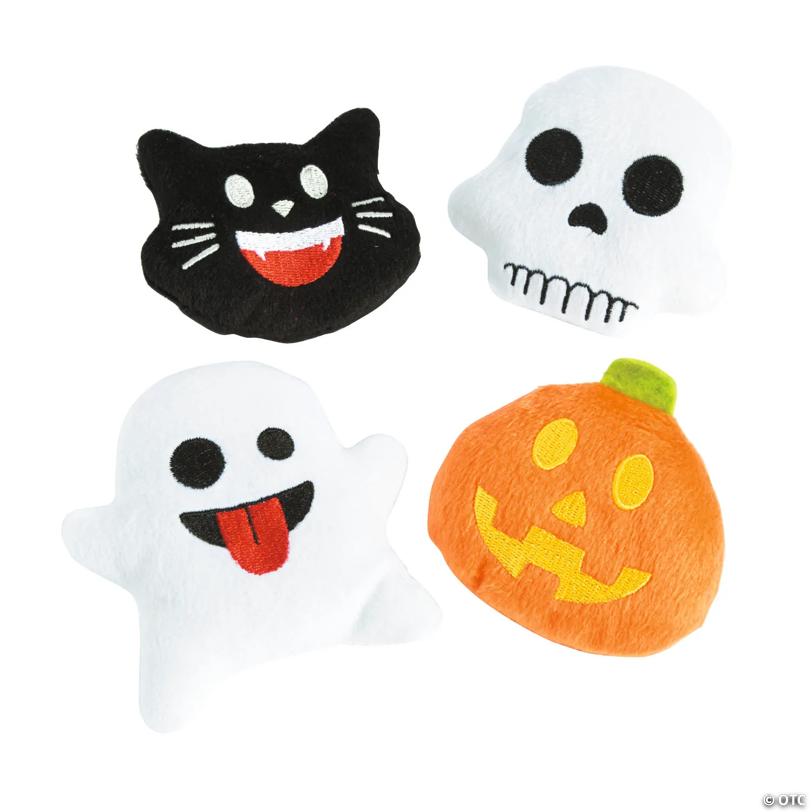 3 1/2" Mini Halloween Icon Emojis Stuffed Characters - 12 Pc.