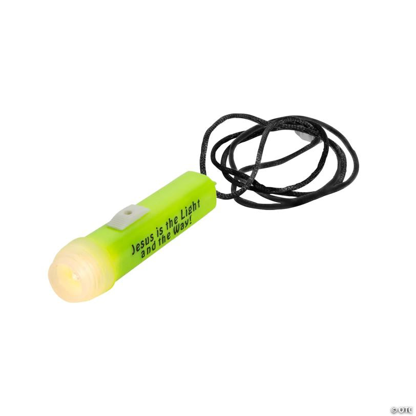 3 1/2" Mini Jesus Is the Light Plastic Flashlights on a Breakaway Rope - 12 Pc.
