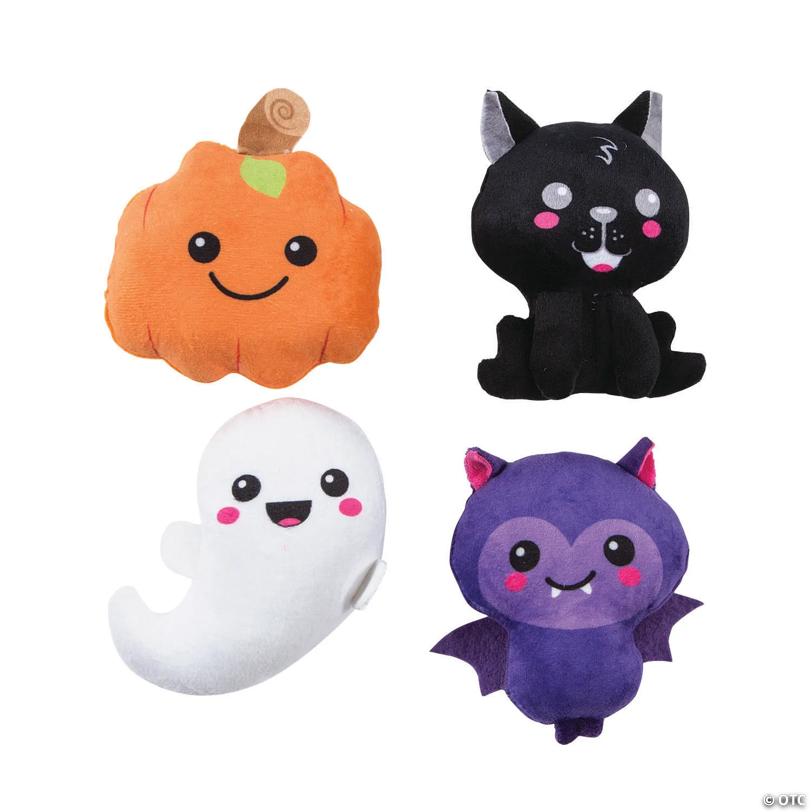 3 1/2" - 4 1/2" Halloween Icons Kawaii Stuffed Characters - 12 Pc.