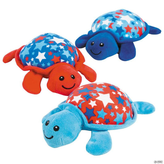 3 1/2" x 6 1/2" Patriotic Stuffed Turtles with Star Shells - 12 Pc.