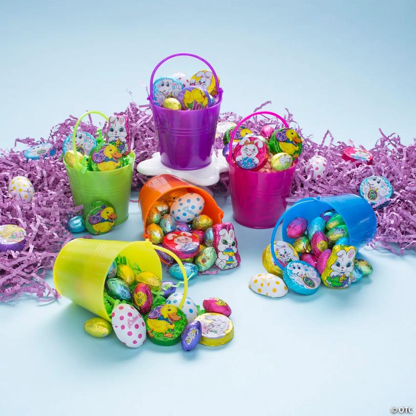 3 1/4" Mini Bright Colors Plastic Favor Pails - 12 Pc.