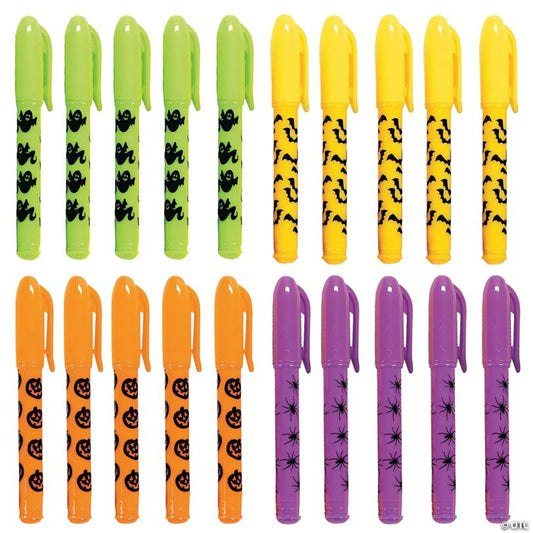 3 1/4" Mini Iconic Halloween Symbols Capped Plastic Pens - 20 Pc.
