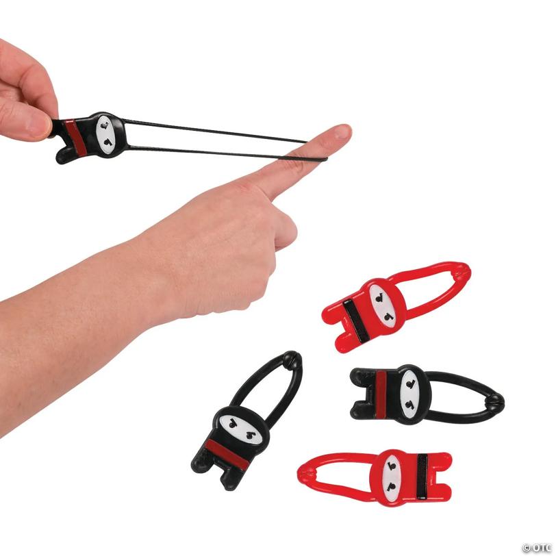 3 1/4" Stretchable Black & Red Flying Ninja Vinyl Toys - 12 Pc.