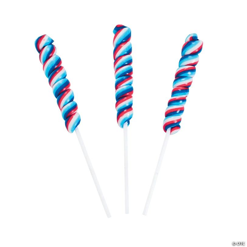 3" 14 oz. Patriotic Twist Red, White & Blue Cherry Lollipops - 24 Pc.