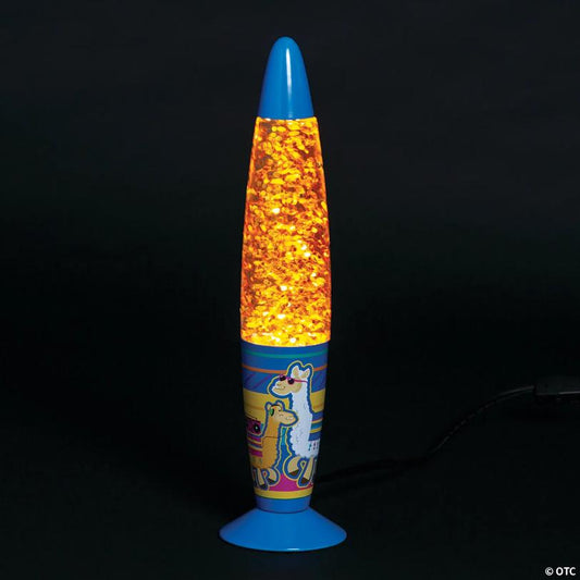 3 1/4" x 14" Bright Color Glitter-Filled Llama Lamp