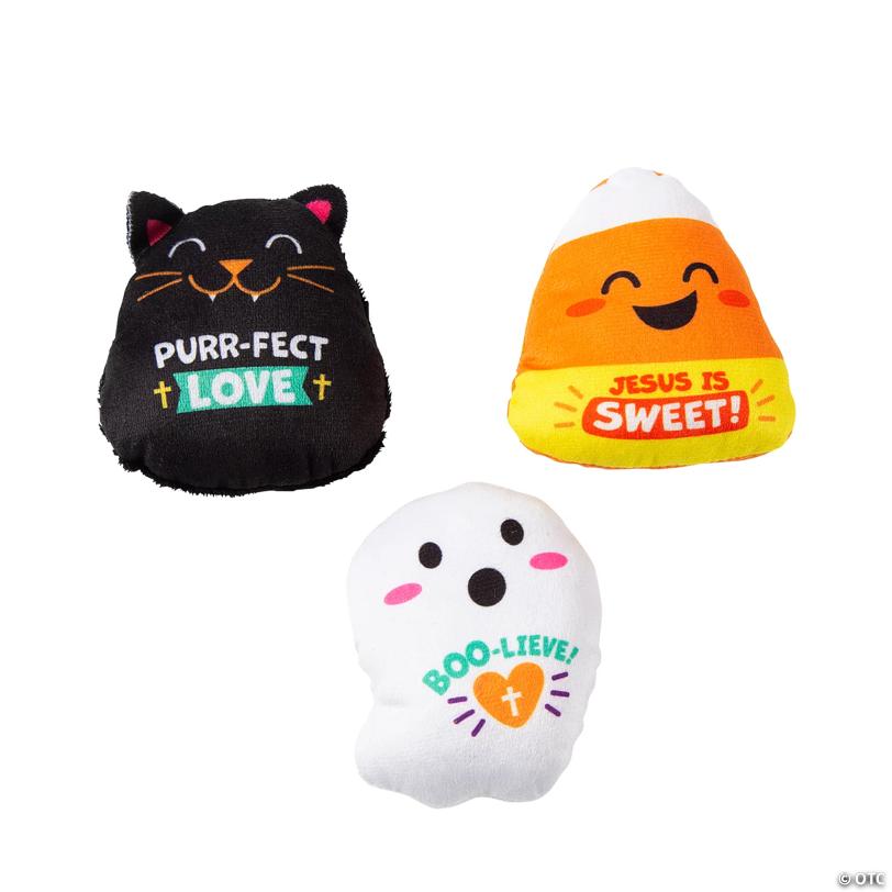 3 1/4" x 4" Bulk 48 Pc. Mini Religious Halloween Plush Characters