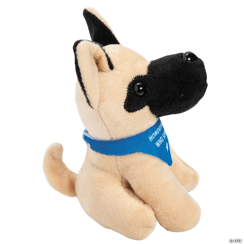 3 1/4" x 5" Veteran's Day Stuffed German Shepherd Dogs with Bandana - 12 Pc.