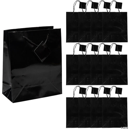 7 1/2" x 9" Medium Black Paper Gift Bags - 12 Pc. halloween