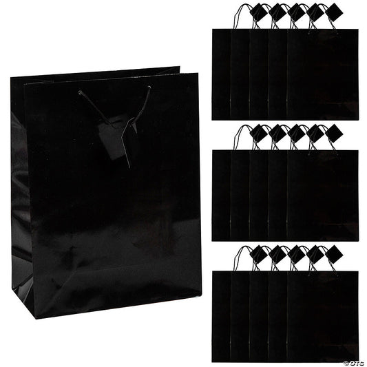 10 1/2" x 13" Large Black Gift Bags - 12 Pc. halloween