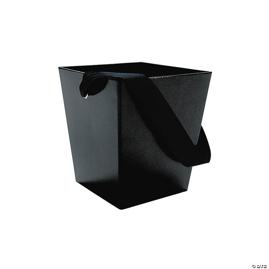 Black Candy Buckets with Ribbon Handle - 6 Pc. halloween