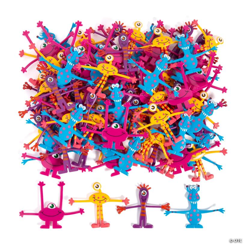 3 3/4" - 4 1/2" Bulk 144 Pc. Wacky Monster Multicolor Vinyl Bendables