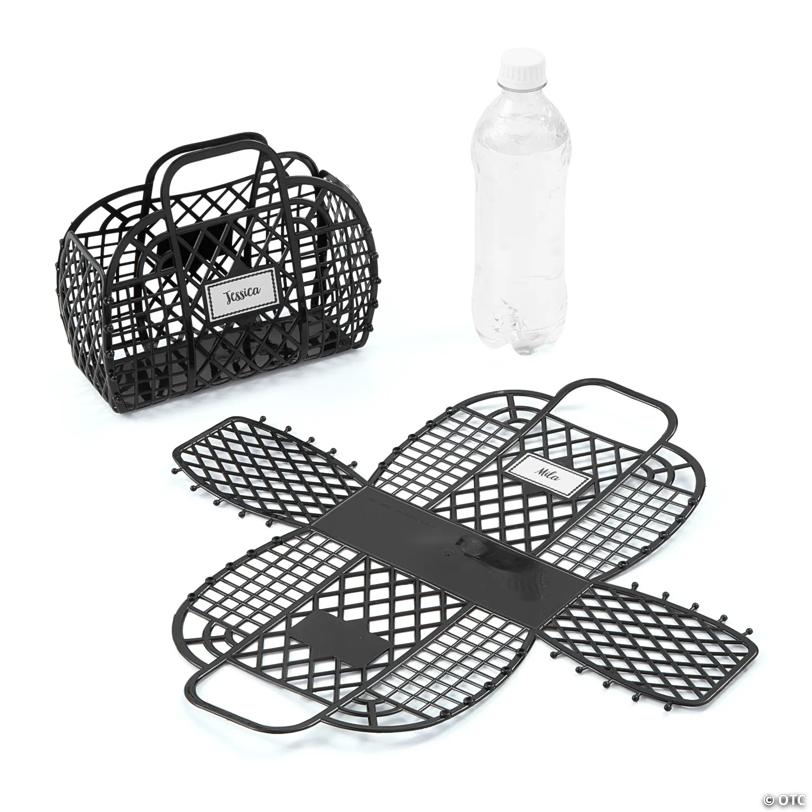 3 3/4" x 8" x 7" Personalized Small Black Jelly Beach Plastic Totes - 6 Pc.